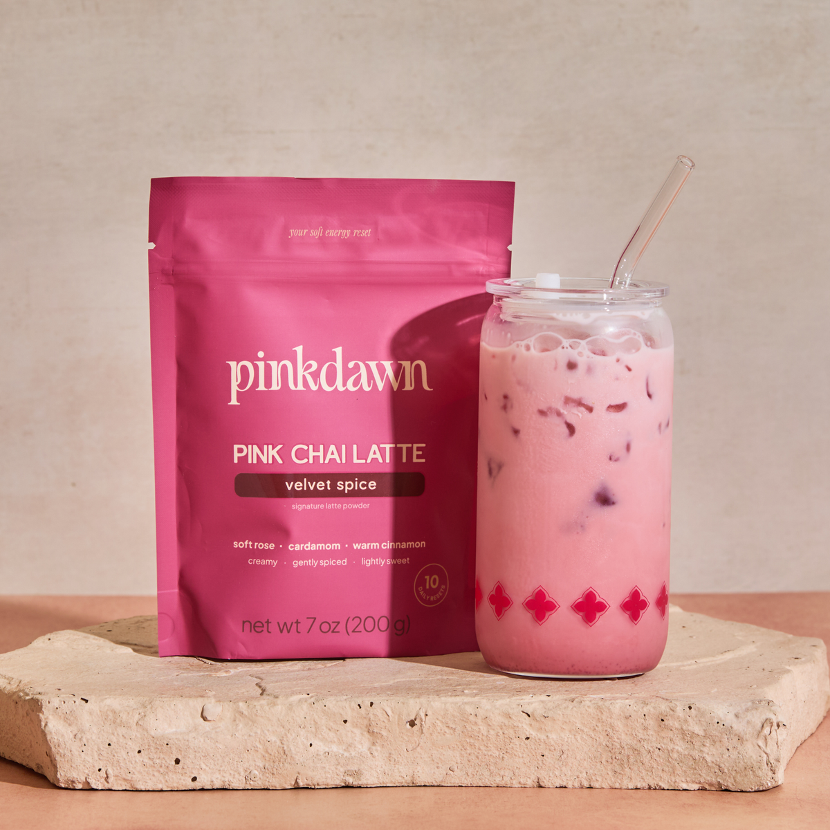 PinkDawn Ritual Set - Pouch + Glass